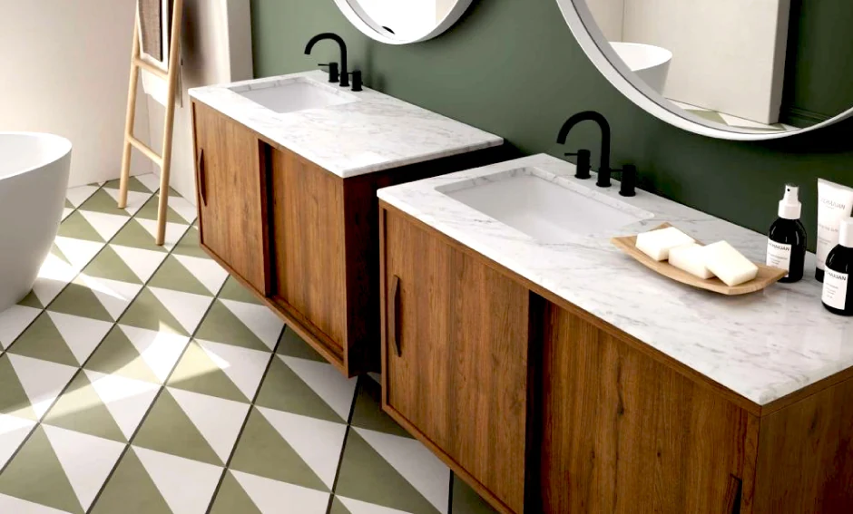 Mueble de baño moderno en Bogotá, diseñado con madera de alta calidad y acabados impecables para un estilo elegante y funcional.